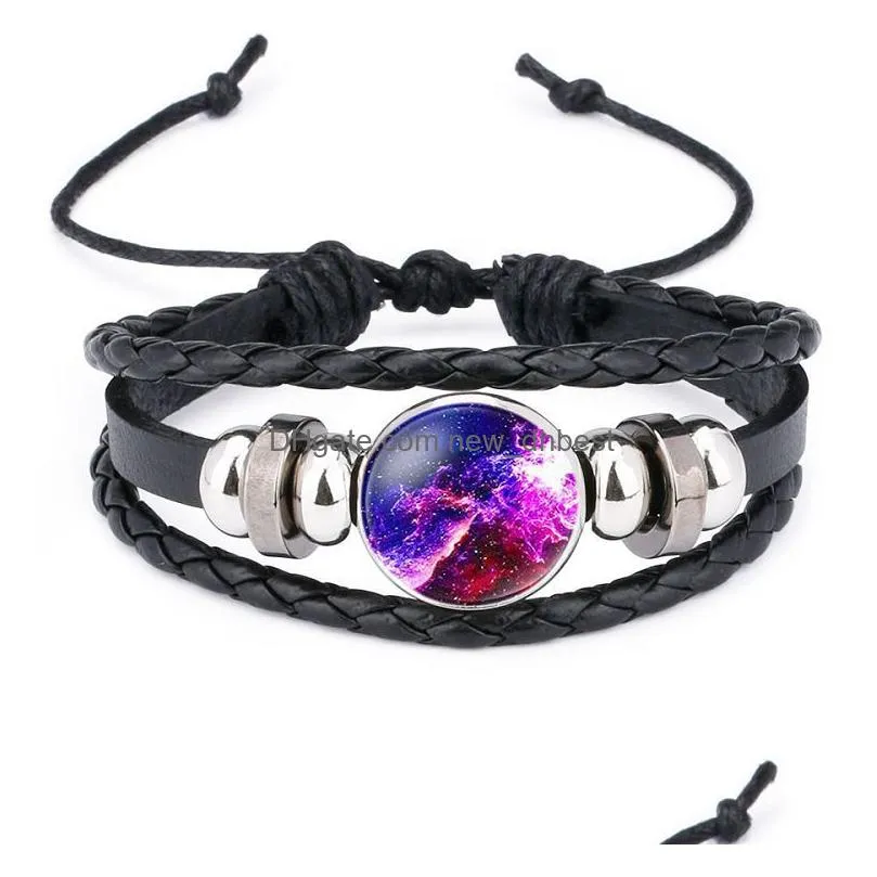 universe sky moon charm glass cabochon bracelet adjustable multilayer bracelets women kids fashion jewelry will and sandy