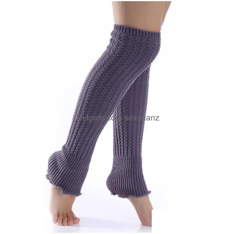 update solid color knit boot leg warmers knee high stockings leggings socks autumn winter socks for women drop ship