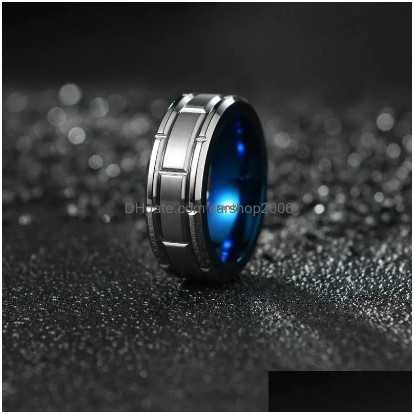 8mm square carve tungsten steel ring band finger men hip hop jewelry punk tungsten carbide rings will and sandy