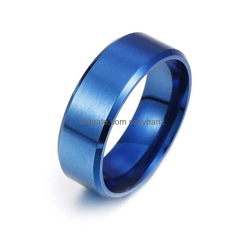 luxury fashion ring matte stainless steel wedding rings for men top quality gold plated jewelry silver blue black color