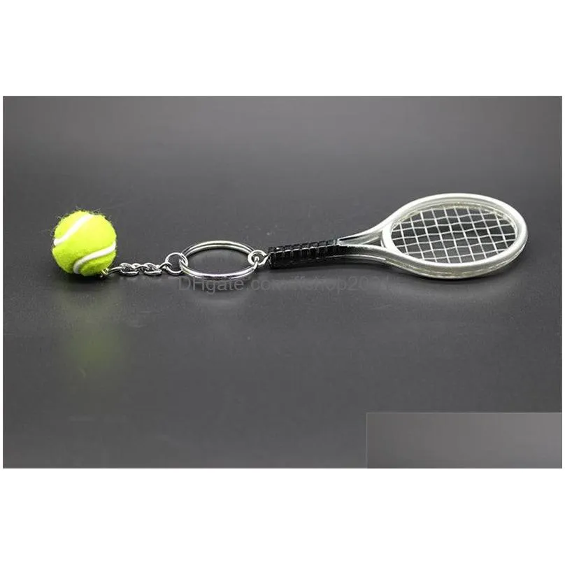 sport tennis rackets keychain tennis ball keyring rings bag hangs woomen men fashion jewelry gift