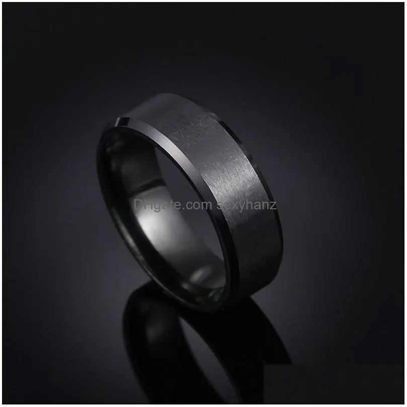 luxury fashion ring matte stainless steel wedding rings for men top quality gold plated jewelry silver blue black color