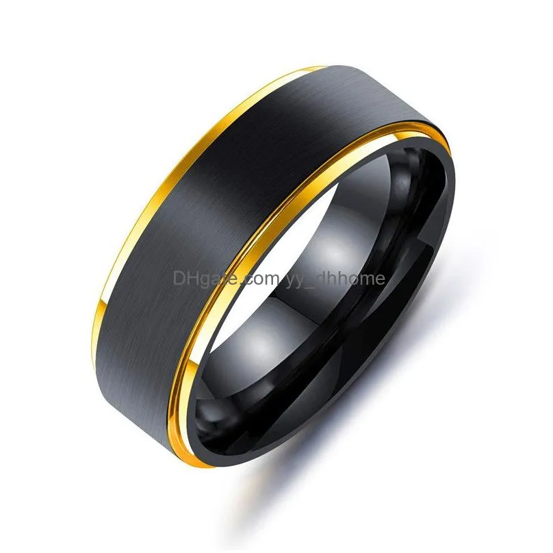 rainbow gold side brush ring band black stainless steel wedding rings fashion jewelry for women men gift will and sandy