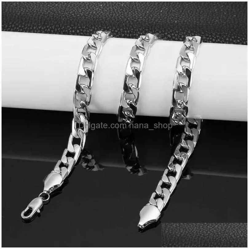 classic mens silver chain necklaces high quality jewelry personality 1624 inches 8mm necklace fashion christmas gifts