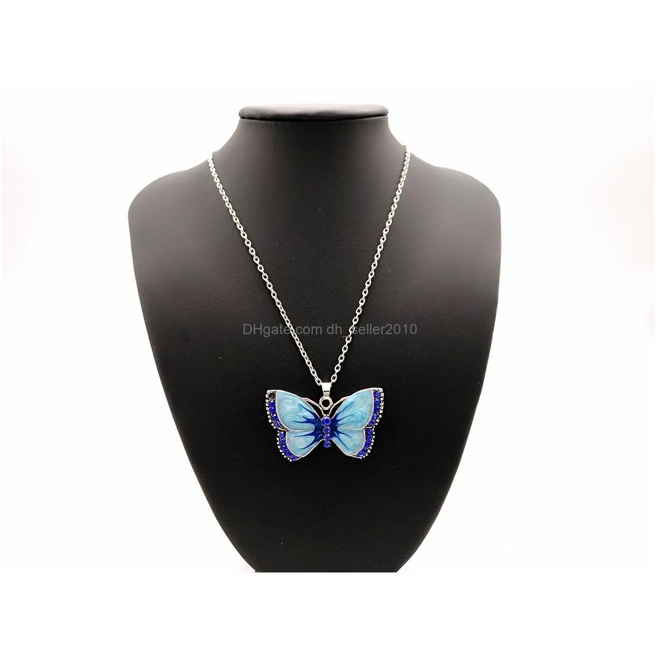 enamel diamond butterfly necklace colorful butterfly pendant women necklaces pendants will and sandy fashion jewelry