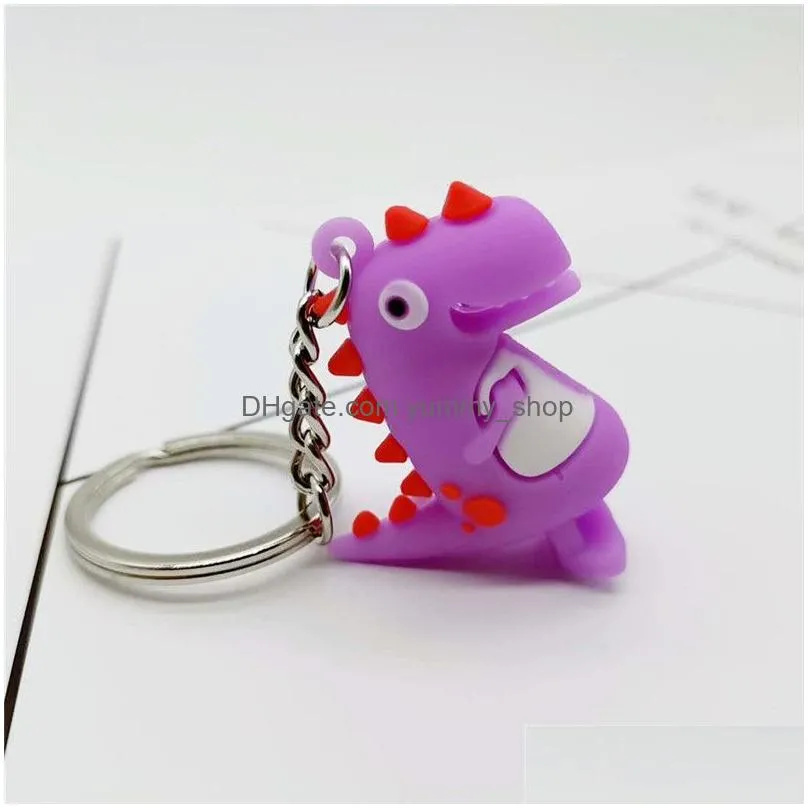 cartoon dinosaur keychain pvc animal dinosaur key rings hangbag backpack hangs hangs kids toys fashion jewelry will and sandy gift