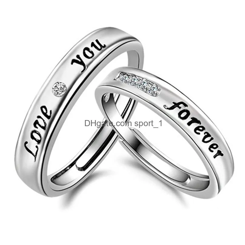 couple love you forever band rings crystal diamond engagement wedding ring for women men fashion jewelry gift will and sandy