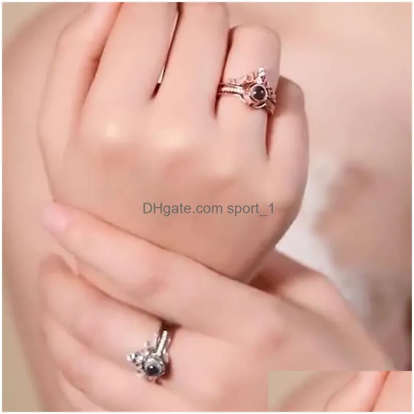 2in1 crown ring i love you in 100 languages projection rings for women fashion fine jewelry