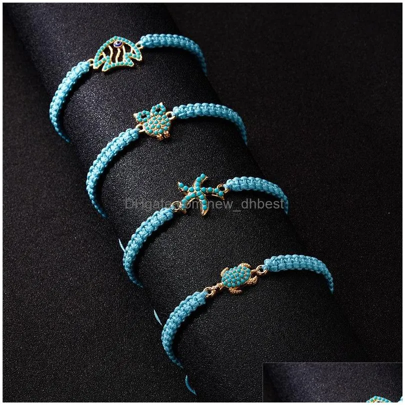 turquoise infinity heart charm bracelet weave pull adjustable bracelets for women girls fashion jewelry gift will and sandy