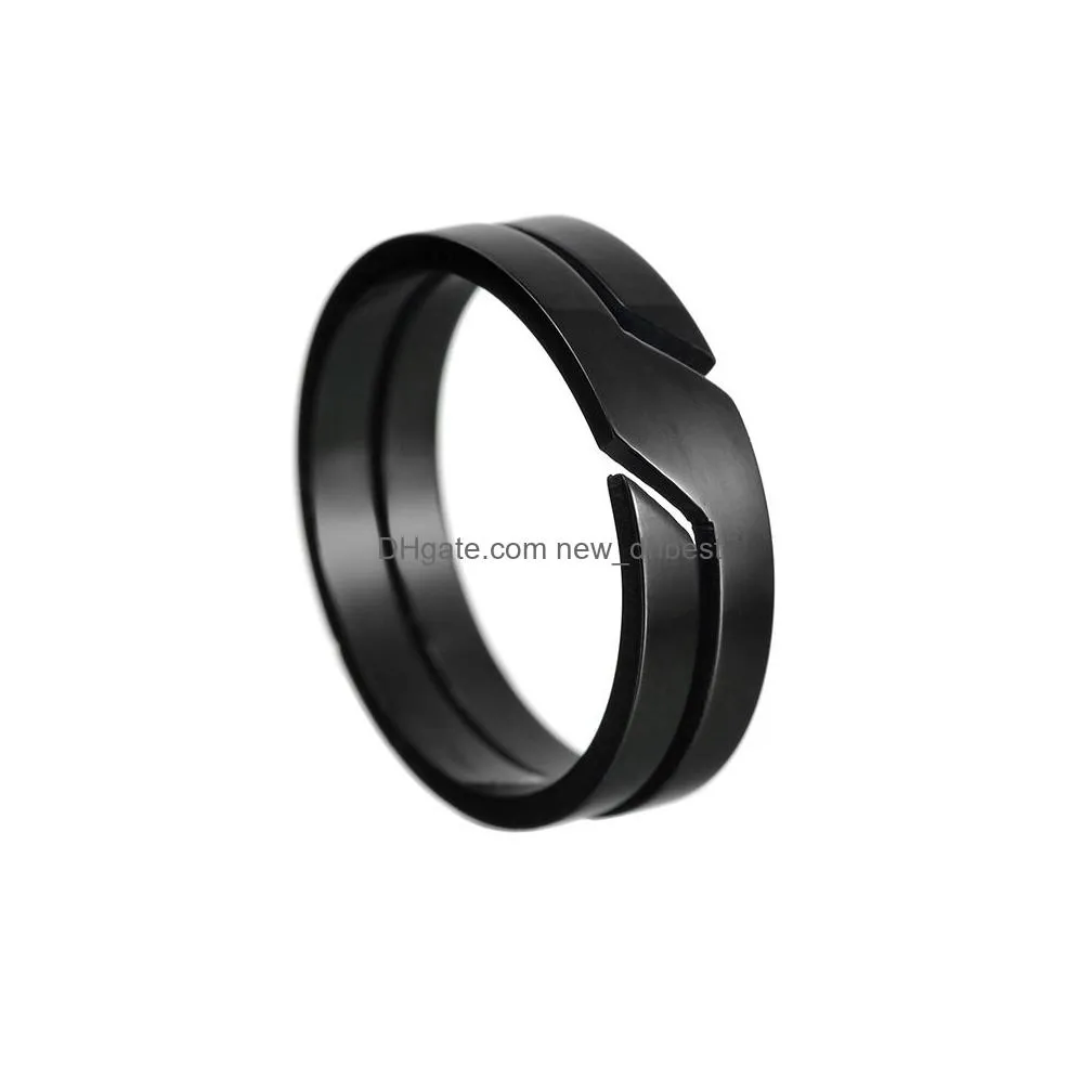 stainless steel hollow out ring band punk mechanical rings fashion jewelry for men and women gift black gold