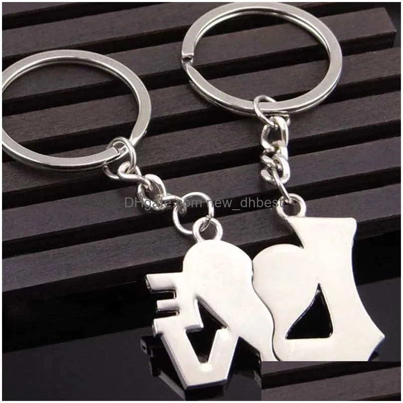 i love you forever keychain split couple heart key ring hold bag hangings lover fashion jewelry gift