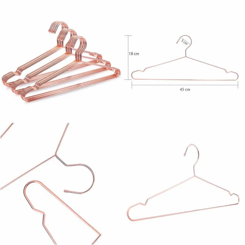 hangerlink rose copper gold metal clothes shirts hanger with groove heavy duty strong coats hanger suit hanger 30 pcs/lot 201221