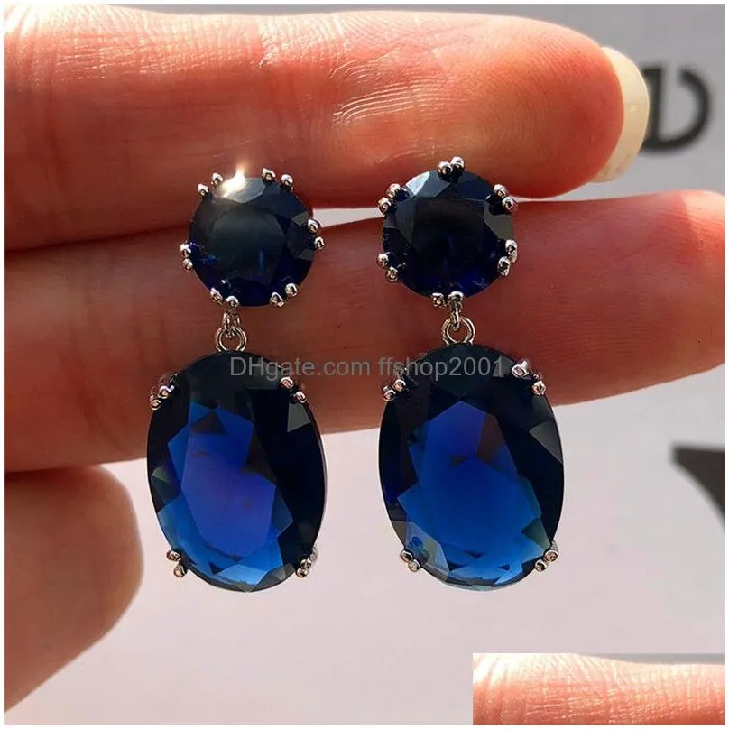 zircon stone water drop stud earrings for women fashion crystal bridal wedding jewelry will and sandy