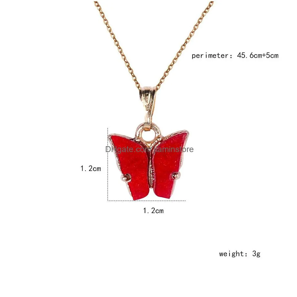 colorful butterfly pendant necklace gold chains bohemian fashion women necklaces jewelry gifts factory wholesale