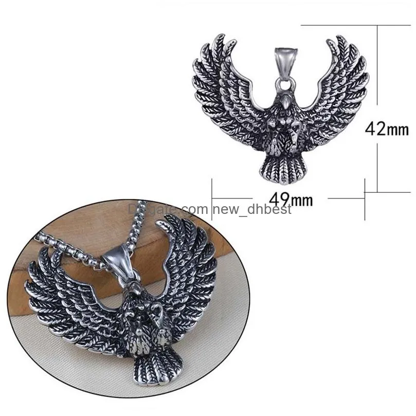 stainless steel  pendant necklace retro celtic bird charm necklaces for men fashion fine jewelry