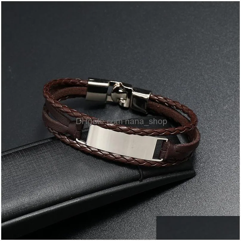 2021 new style handwoven multilayer bracelets combination accessory mens leather bracelet fashion man jewelry wholesale