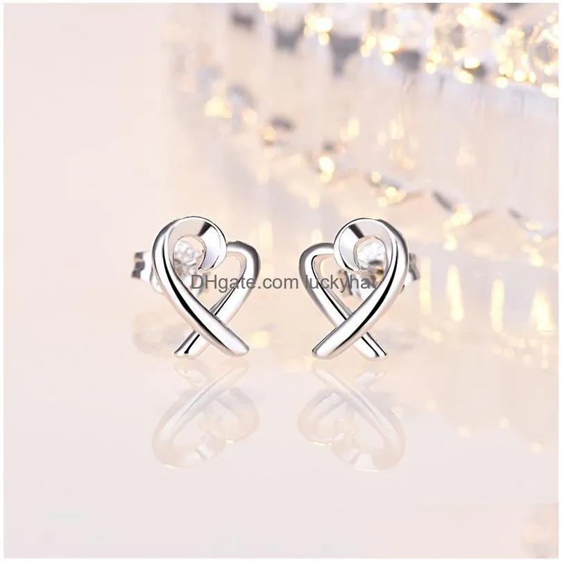 simple design silver color hollow heart dangle earrings for women new brand fashion ear cuff piercing drop earring gift