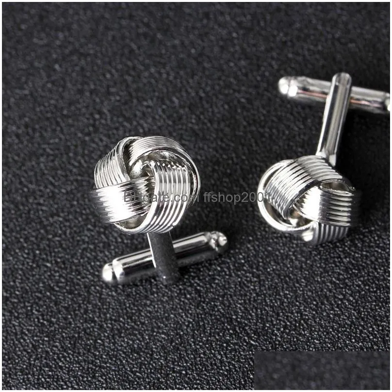 french cufflinks gold tie knot shape business shirts cuff links button for men fashion jewelry will and sandy 