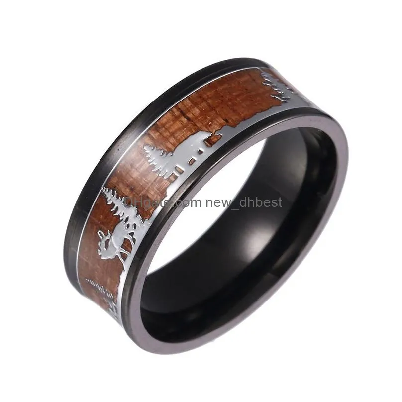 christmas tree reindeer ring stainless steel black band rings for men women fashion jewelry xmas gift will and sandy