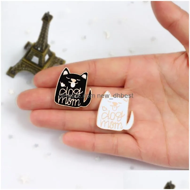 animal brooches black white cat metal enamel pins women couple badge lapel shirt denim accessories festival gift