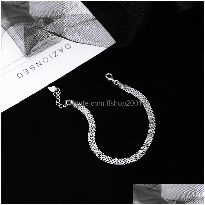 silver multilayer simple adjustable charm bracelet bangle for women wedding jewelry party