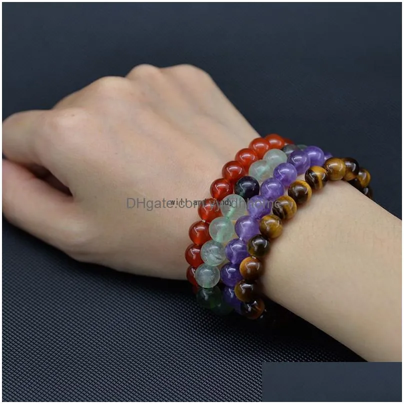 8mm natural stones strand bracelet morganite amethyst amazonite yoga gemstone beads healing crystal stretch bracelets for men women fashion jewelry will and