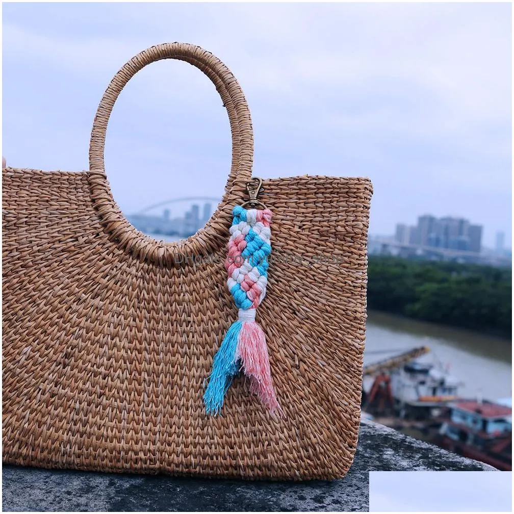 handwork cotton rope knit fish mermaid key rings handbag hangs for women men fashion jewelry will and sandy