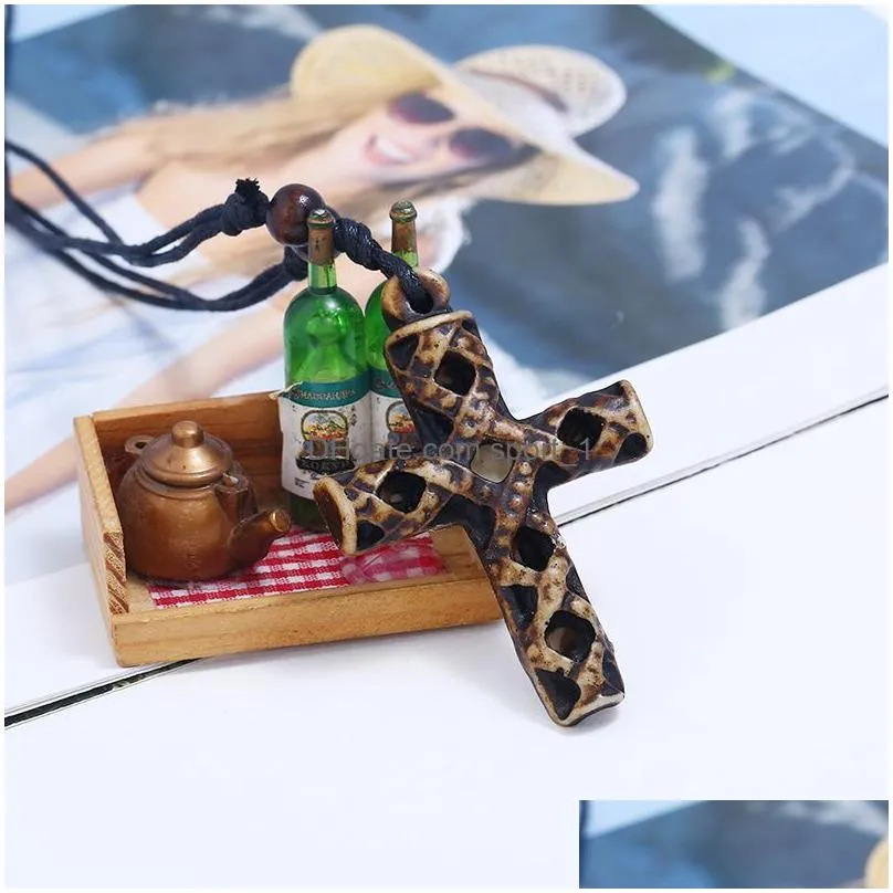 old jesus cross necklaces adjustable long chain resin cross pendant for women men fashion jewelry necklaces gift