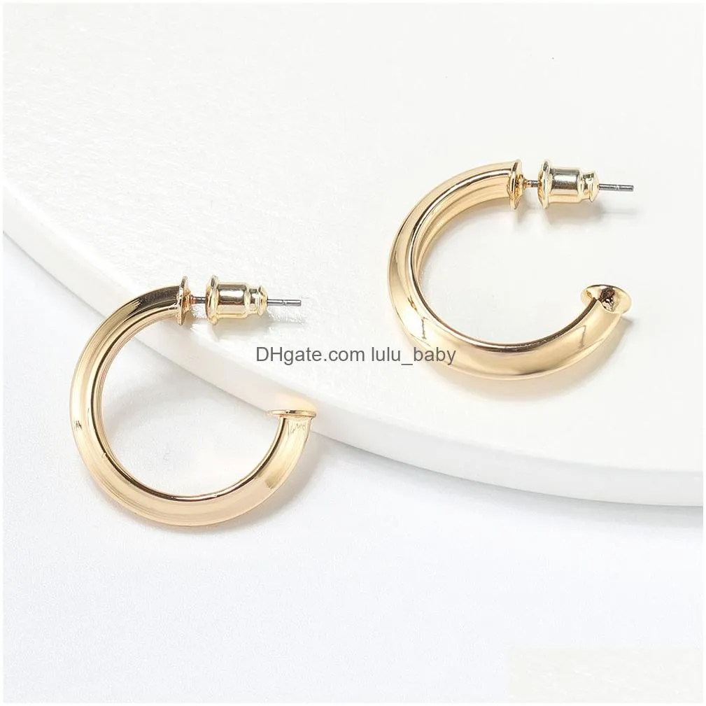 western style personalized hoop dangle earrings gold silver color fashion small circle earring for women est pattern cshaped ear