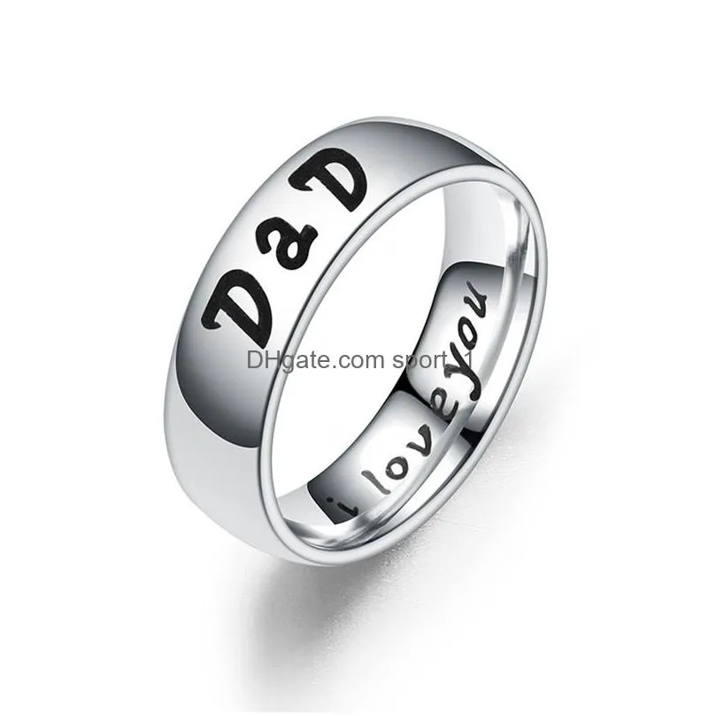 i love you band ring stainless steel dad mom son daughter bang rings women mens fashion jewelry will and sandy