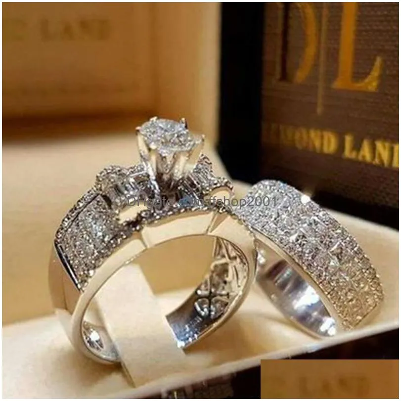 diamond combination wedding ring sets engagement knuckle rings band for women fashion jewelry gift