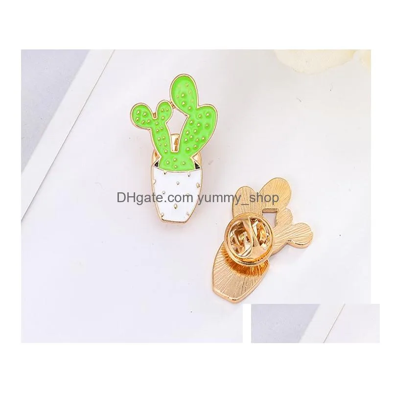 9 styles potted plant enamel pins custom cactus aloe brooches lapel pin shirt bag catoon badge natural jewelry gift kids friends