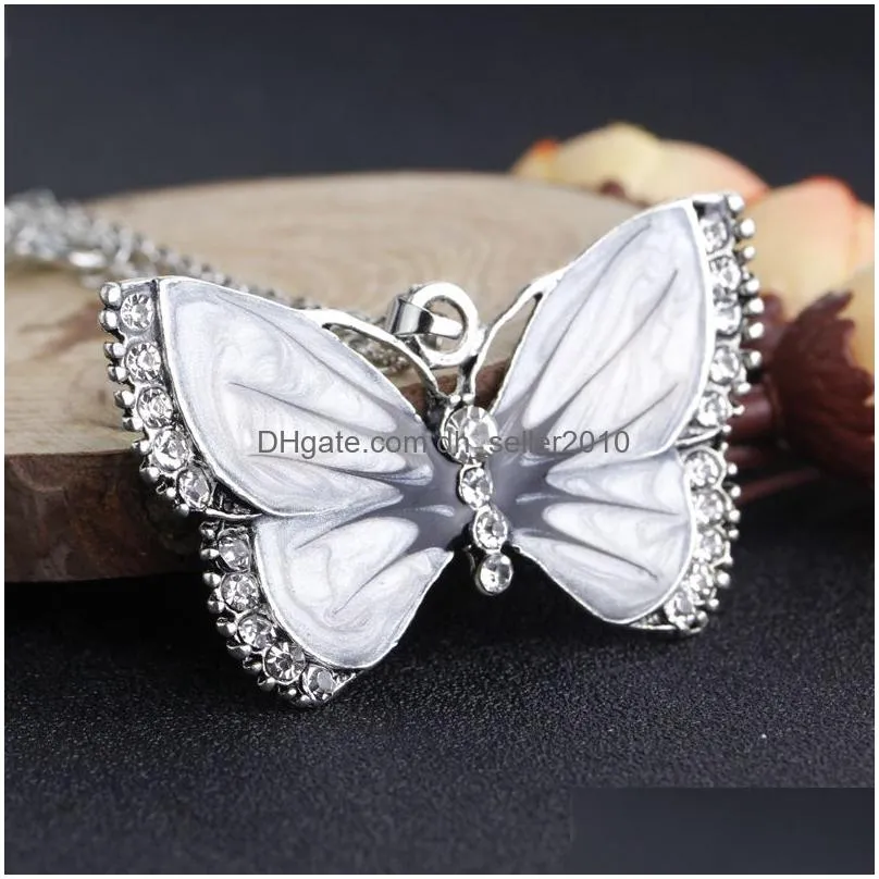 enamel diamond butterfly necklace colorful butterfly pendant women necklaces pendants will and sandy fashion jewelry