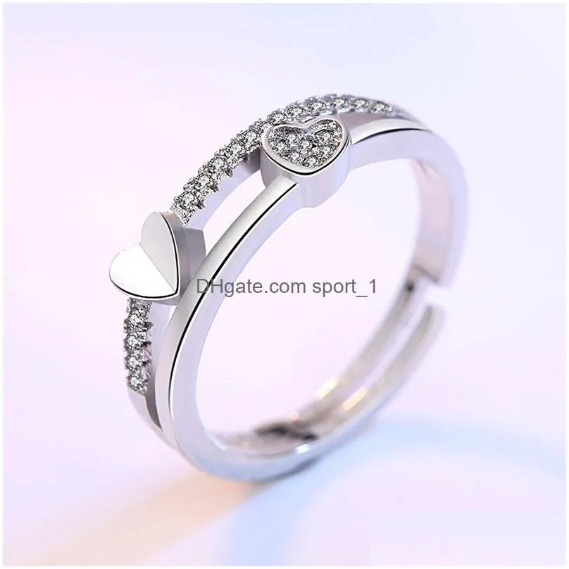 diamond heart ring womens open adjustable wedding engagement rings fashion jewelry will and sandy gift