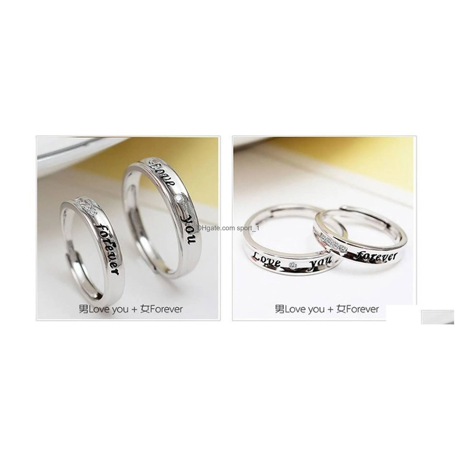 couple love you forever band rings crystal diamond engagement wedding ring for women men fashion jewelry gift will and sandy