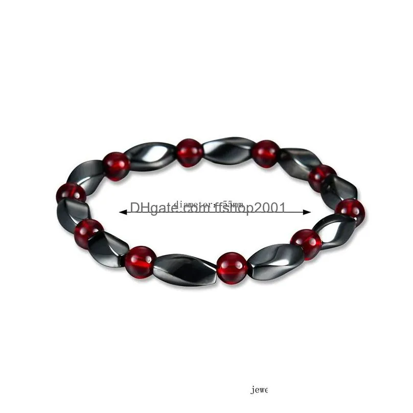 health magnetic hematite bracelet twisted beaded strands wristband bangle cuff for women men power healthy fashion jewelry 162547