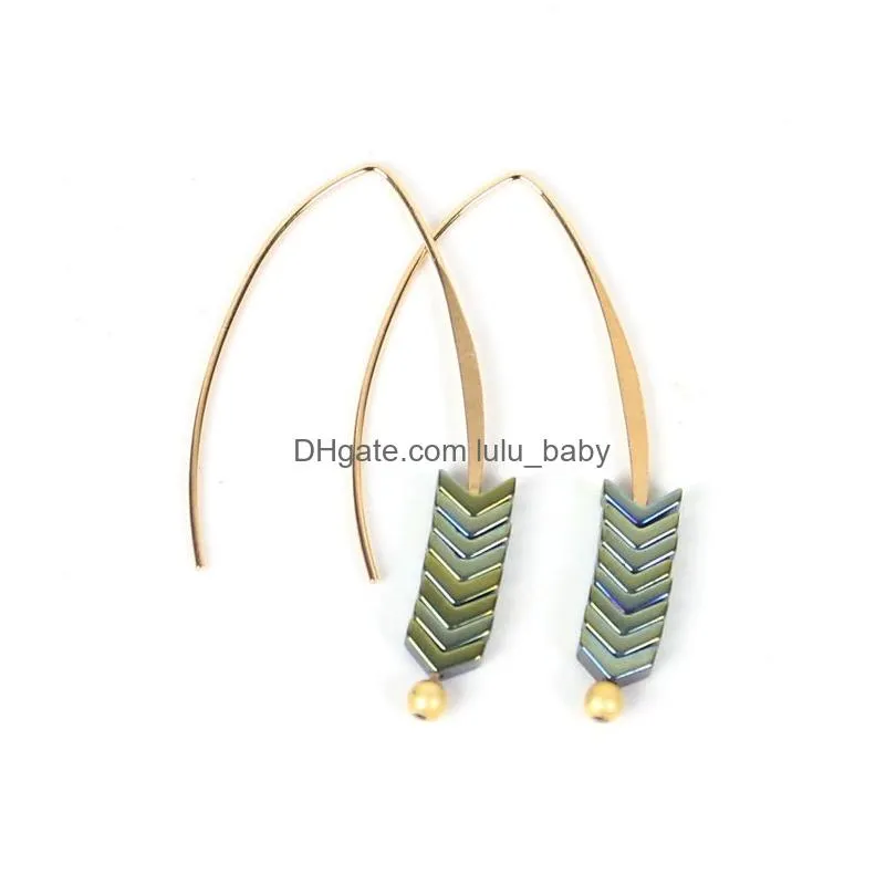2021 fashion bohemia dangle earrings golden copper v shaped arrow hematite earrings drop for women retro earring hook jewelry gift
