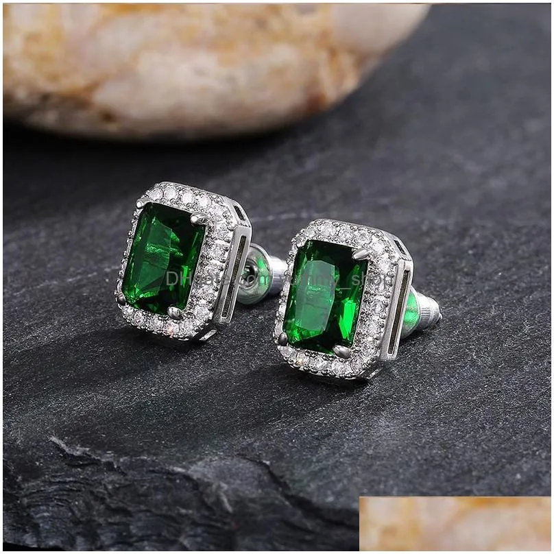 cubic zircon diamond stud earrings blue green ear rings for women fashion fine jewelry will and sandy