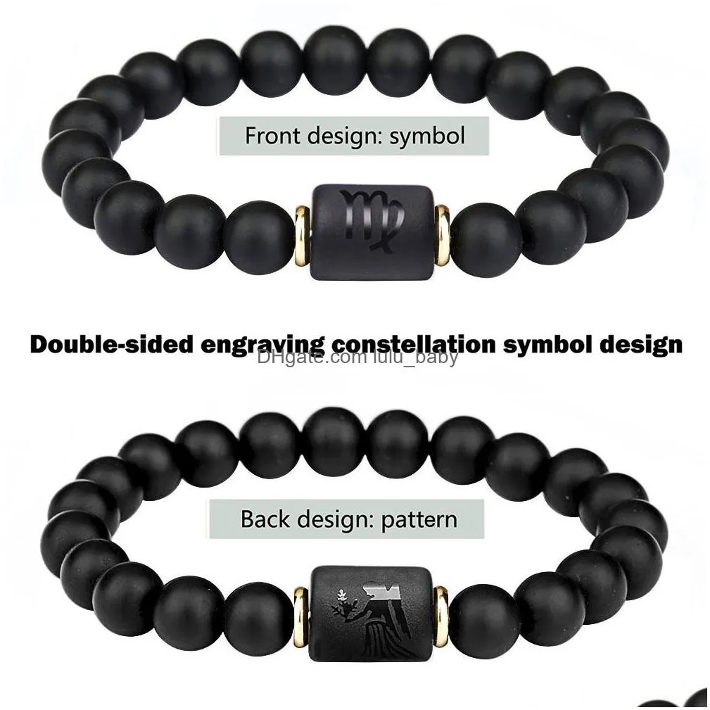 summer love zodiac bracelet for men women couples matching 8mm mate black bead bracelet star sign constellation horoscope jewelry