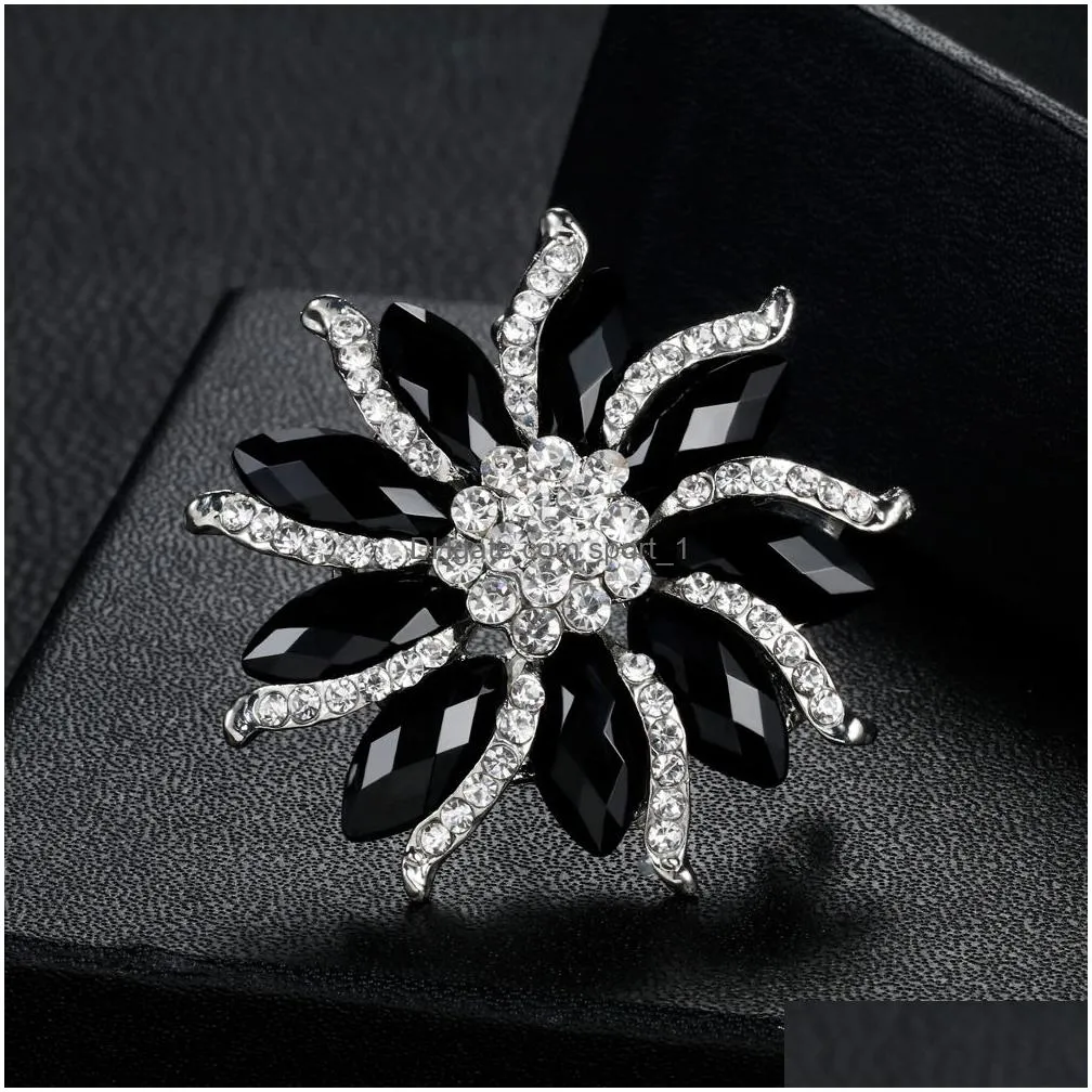 black flower brooch crystal wedding bouquet brooch pins women dress suits brooches fashion jewelry will and sandy gift