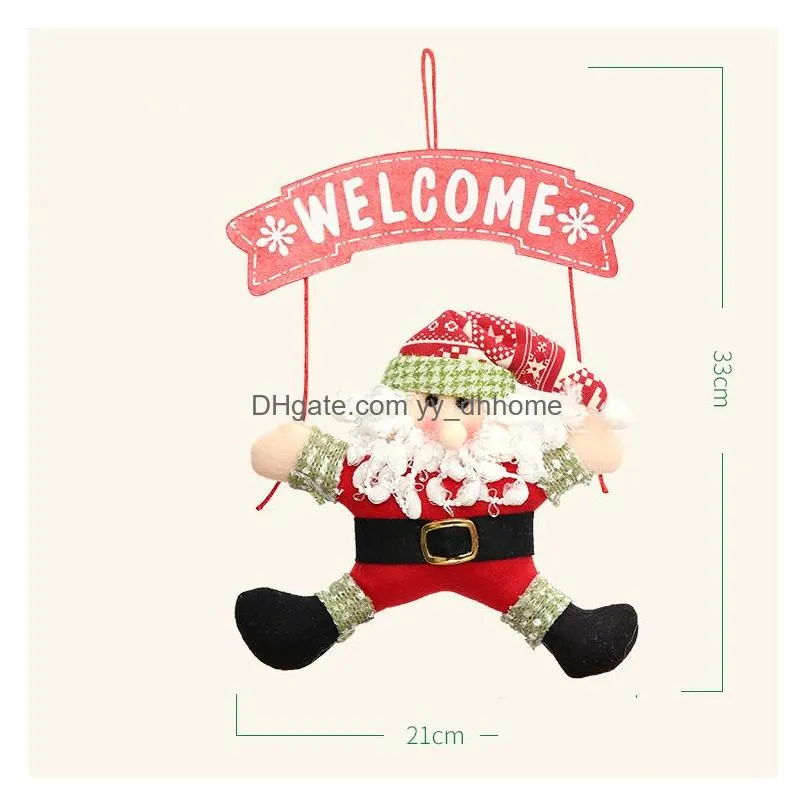 christmas decorations welcome santa snowman porch hangs cartoon figures christmas door hang wreath fextive home decor drop ship