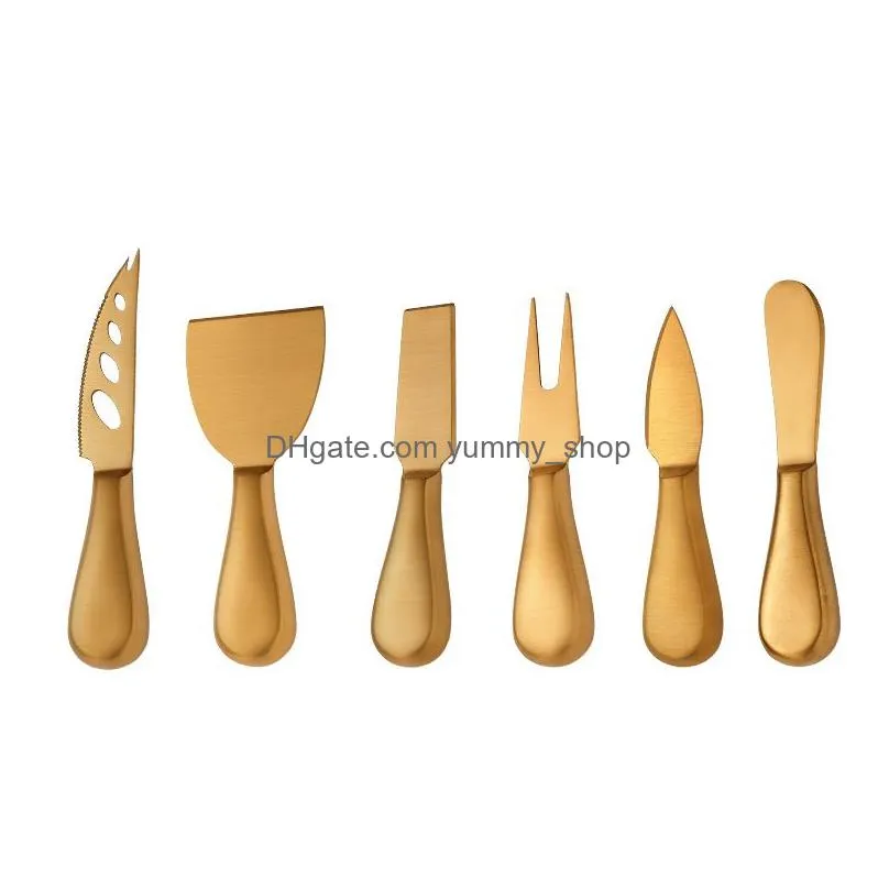 stainless steel butter knife cheese fork pizza cutlery set gold home restaurant kitchen dining flatware tableware tool