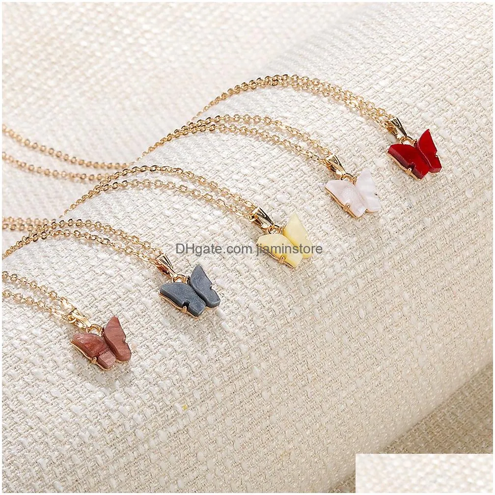 colorful butterfly pendant necklace gold chains bohemian fashion women necklaces jewelry gifts factory wholesale