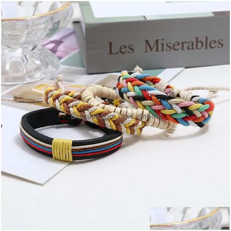 colorful weave multi layer wrap bracelets wood beads adjustable bracelet wristband bangle cuff women men fashion jewelry will and