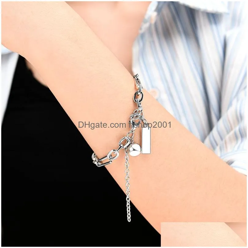 metal ball square tag charm bracelet hip hip chains bracelets bangle cuff for women men fashion jewelry will and sandy 