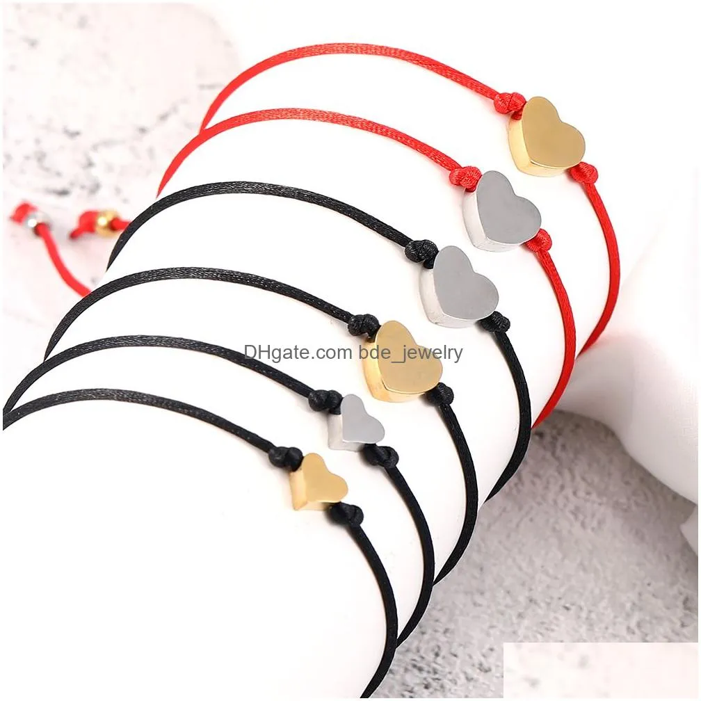 2pcs/set heart charm bracelets one for you and me black red string braiding couple bracelet for men women wish card