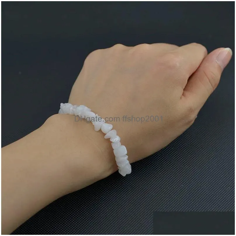 natural stone gravel amethyst bracelet chip stone bracelets stainless steel adjustable chain gemstone bracelet for women