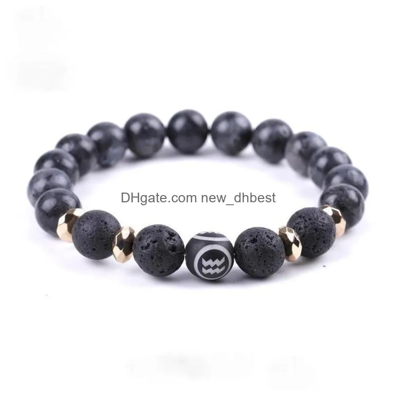 black natural stone strands twelve constell bracelet horoscope sign beads bracelets for women men fashion jewelry will and sandy