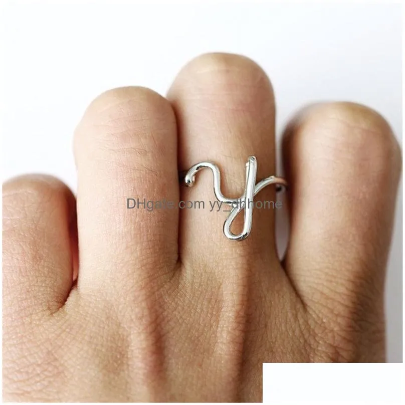 26 az english initital ring silver gold letter ring women rings fashion jewelry gift will and sandy