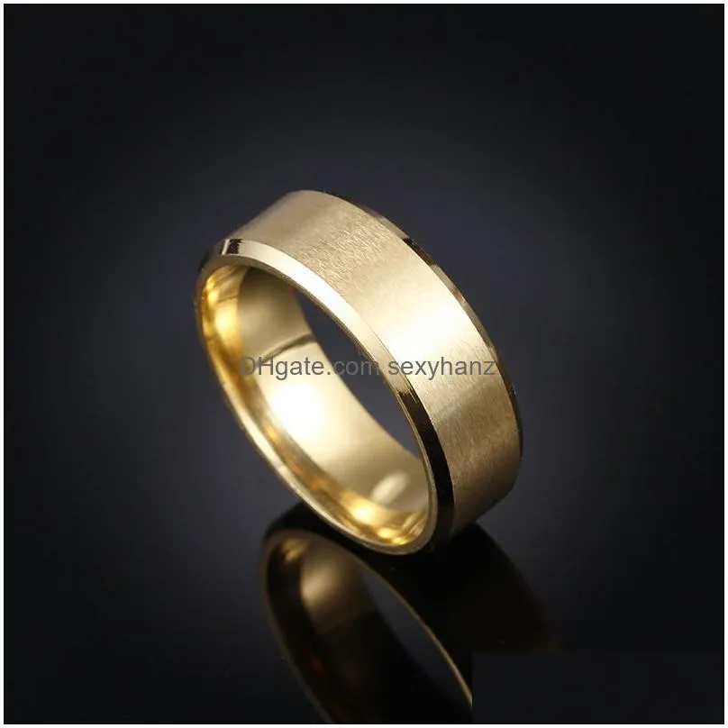luxury fashion ring matte stainless steel wedding rings for men top quality gold plated jewelry silver blue black color